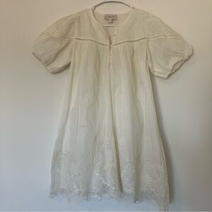 NWOT Cleobella Off-White Puff Sleeve Embroidered Dress Small Cottagecore